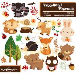 WOODLAND ANIMALS Digital Clipart, Forest Animals, Wildlife Clipart ...