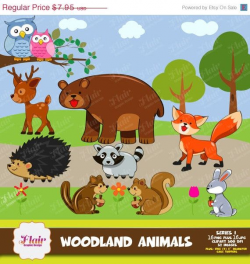WOODLAND ANIMALS Digital Clipart, Forest Animals, Wildlife Clipart ...