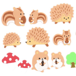 cute brown chipmunk hedgehog animals soft sponge sticker from Japan ...