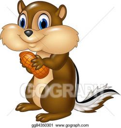 Vector Illustration - Cartoon chipmunk holding peanut. EPS ...
