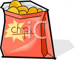 An Open Bag of Chips - Clipart