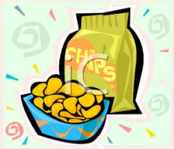 A Bag of Chips Next To a Chip Bowl Clipart Image