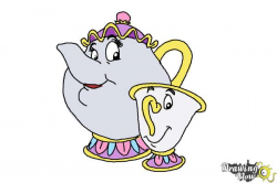 How to Draw Mrs. Potts And Chip from Beauty And The Beast - DrawingNow