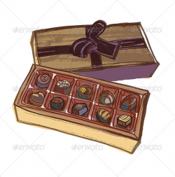 Chocolate Box with Various Chocolates and Bow Ribbon by mysterymonkey