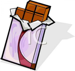Chocolate Candy Bar Partly Unwrapped - Royalty Free Clipart Picture