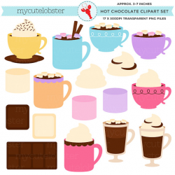 Hot Chocolate Clipart Set - mugs, cups, chocolate, drink ...