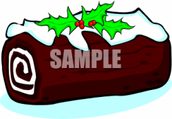 Holiday Clip Art of a Christmas Log Cake
