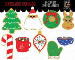 Christmas Cookie Clip Art Digital Clipart Printable Christmas Party ...