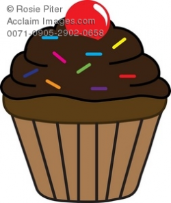 Clipart Illustration of a Chocolate Cupcake