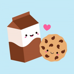 Kawaii Chocolate Milk Carton and Cookie