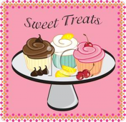 Sweet Chocolate, Cherry, and Lemon Cupcakes on a Tray - Clipart