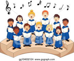 Clip Art Vector - Choir girls and boys singing a song. Stock ...