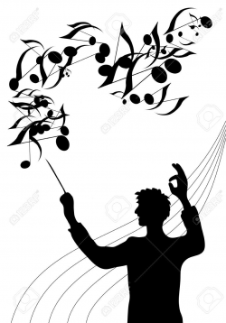 A Silhouette Illustration Of The Director Of A Choir With Baton ...