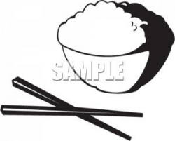 Bowl of Rice and Chopsticks - Royalty Free Clipart Picture