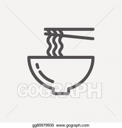 Vector Art - noodles bowl with a pair of chopsticks thin line icon ...