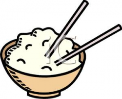 Steamed Rice With Chopsticks - Royalty Free Clipart Picture