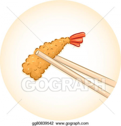 Drawing - Chopsticks tempura. Clipart Drawing gg80839542 - GoGraph