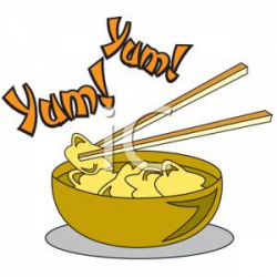 Chopsticks with a Bowl of Won Ton Soup Clipart Image