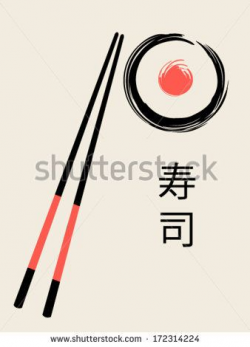 Vector Sushi Roll and Chopsticks Illustration - stock vector ...