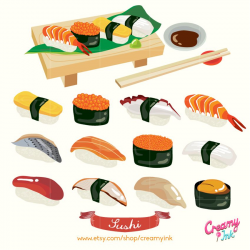 Japanese Sushi Digital Vector Clip art/ Japan Food Digital Clipart ...