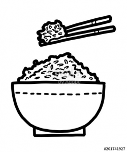 chopsticks and bowl of rice / cartoon vector and ...