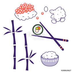Asian cuisine traditional food culture vector objects. Sushi ...