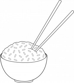 Line Art of Rice With Chopsticks - Free Clip Art