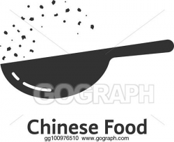 Vector Art - Chinese food logo with black wok. Clipart Drawing ...