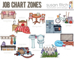 Chore Chart Cleaning Zones Clip Art | Clip art, Chart and Kid activities