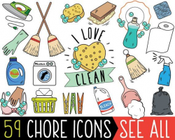 Chore Clipart, JUMBO Bundle, cleaning clipart, printable ...