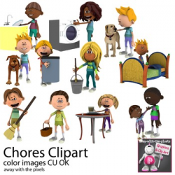 Chores Clipart - Household Task Clip Art (adverbs of frequency) | TpT