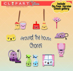 Kawaii chores clipart, cute digital graphics fot planner stickers or ...