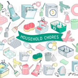 Household Chore Clipart and Sticker Set