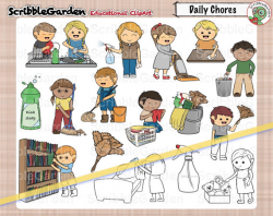 Daily Chores Cleaning ClipArt from ScribbleGarden on Etsy Studio