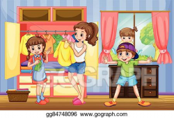 Vector Art - People in family doing chores. EPS clipart ...