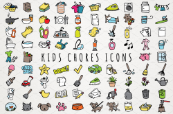 Fun Hand Drawn Kids Chores Icons Set ~ Icons ~ Creative Market