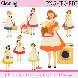 Cleaning Clipart, Chores Clipart, Housework Clipart, Instant ...