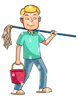 A Man Getting Ready To Mop The Floors | Illustrators, Draw and ...