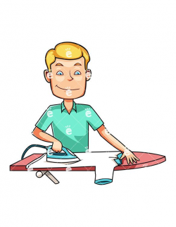 A Man Ironing A Short Sleeved Shirt | Illustrations, Drawings and ...