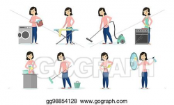 Vector Art - Woman doing chores. Clipart Drawing gg98854128 ...