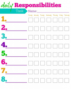 Daily Responsibilities Chart for Kids! FREE Printable to Help ...