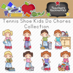 Tennis Shoe Kids Do Chores Clipart Collection
