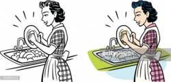 Vintage Housewife Washing Dishes stock vectors - Clipart.me