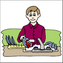 Clip Art: Kids: Chores: Washing the Dishes Color I abcteach.com ...