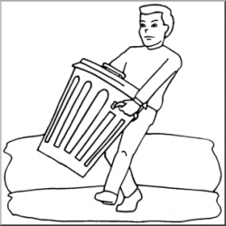 Clip Art: Kids: Chores: Taking Out the Trash B&W I abcteach.com ...