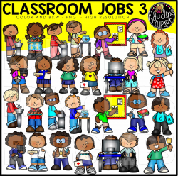 Classroom Jobs 3 Clip Art Bundle (Color and B&W)