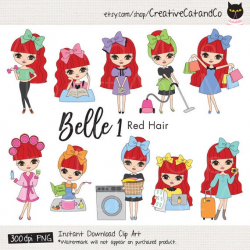Red Hair Girl Chores Planner Clip Art Laundry Housework Cleaning Cooking  Work Study Travel Billing Chores Journal Planner Clipart Clip Art
