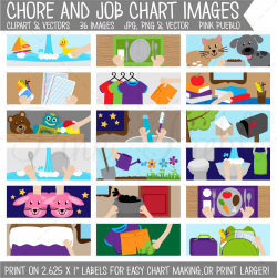 Chore Chart Clipart, Printable Chore Chart for Kids - Commercial and ...