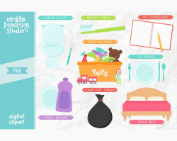 Kids' Chores Clip Art, Children Clipart, Chores Clip Art - Commercial Use,  Instant Download