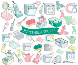 Housework Clipart, Cleaning Clipart, Organiser Clipart, Household Clipart,  Chores Stickers, Instant Download, Clean Clipart, Chore Clipart
